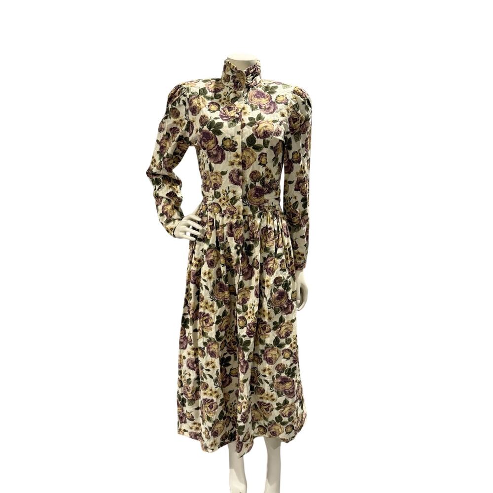Vintage All Week Long Maxi Dress Womens Sz 4 Floral Cotton Romantic Cottagecore